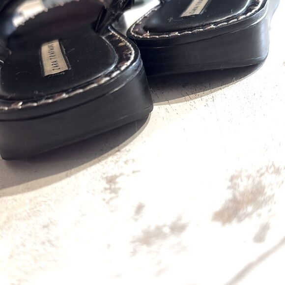 Zara RARE Sandals w Two Straps and Gold Grommets-Black size 37/6.6-7 w Dust Bag - Picture 13 of 15